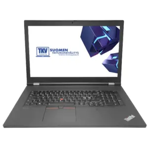 Avattu Lenovo ThinkPad P17 Gen 1 tehotyöasema suurella 17 tuuman näytöllä.