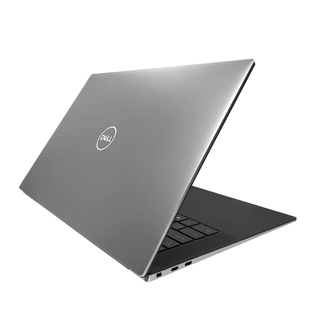 Dell Precision 5550 vasen kylki, jossa näkyvät kaksi nopeaa Thunderbolt 3 -porttia.