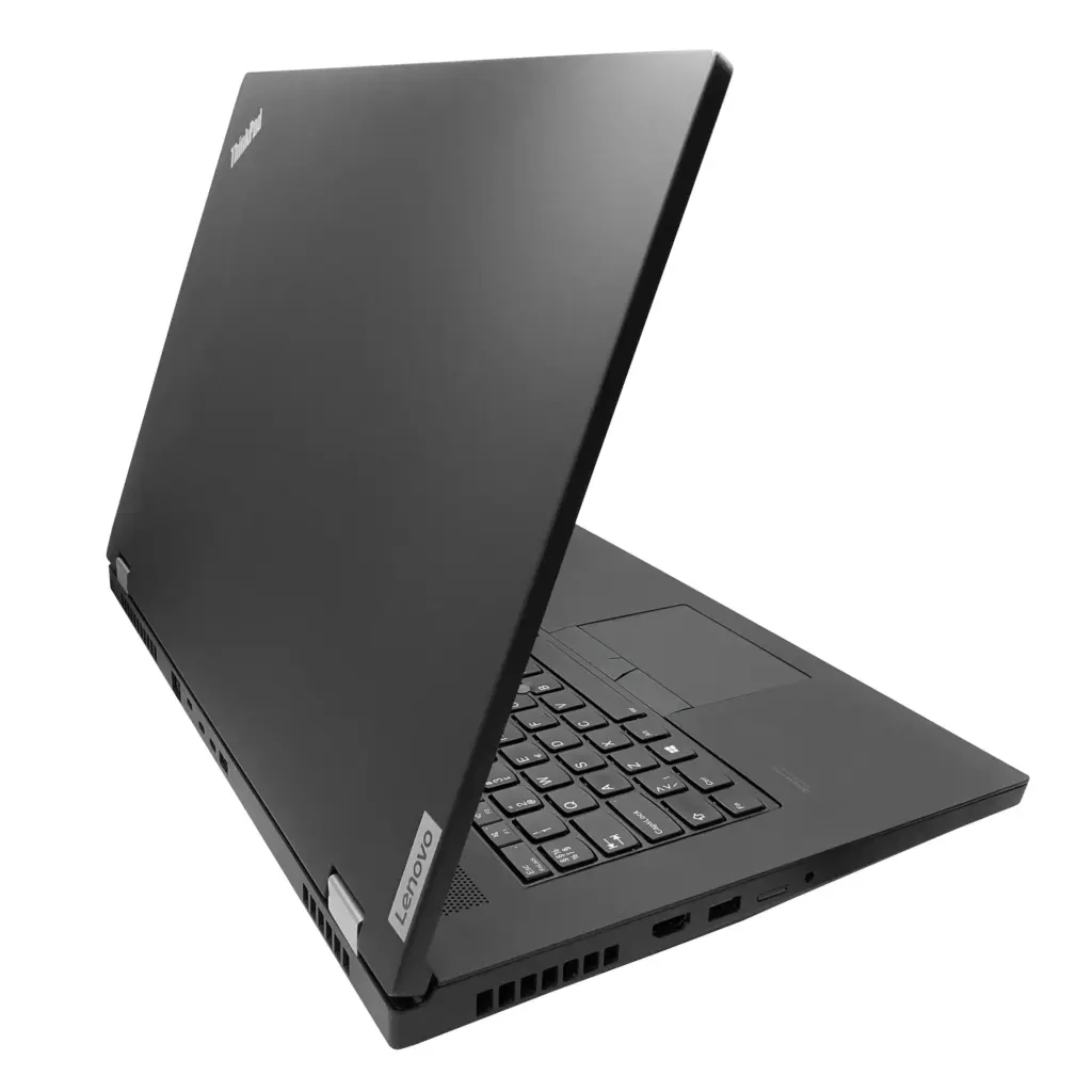 Lenovo ThinkPad P17 Gen 1 vasen kylki, jossa näkyvät USB- ja audioliitännät.