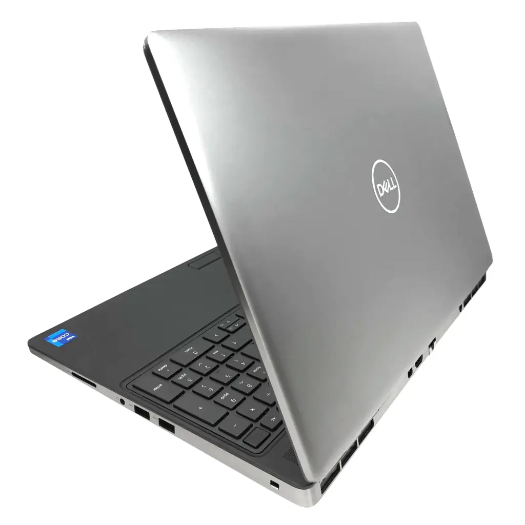 Dell Precision 7560 oikea sivu, paljastaen SD-kortinlukijan, audioportin ja USB-liitännät.