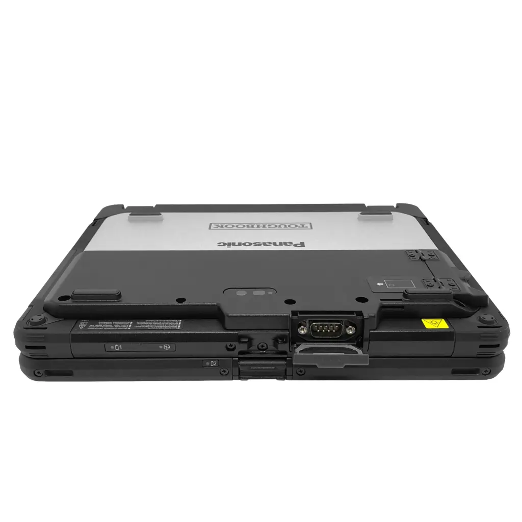 Suljettu Panasonic Toughbook CF-20 MK2 ylhäältä päin kuvattuna, näyttäen suojakuoren.
